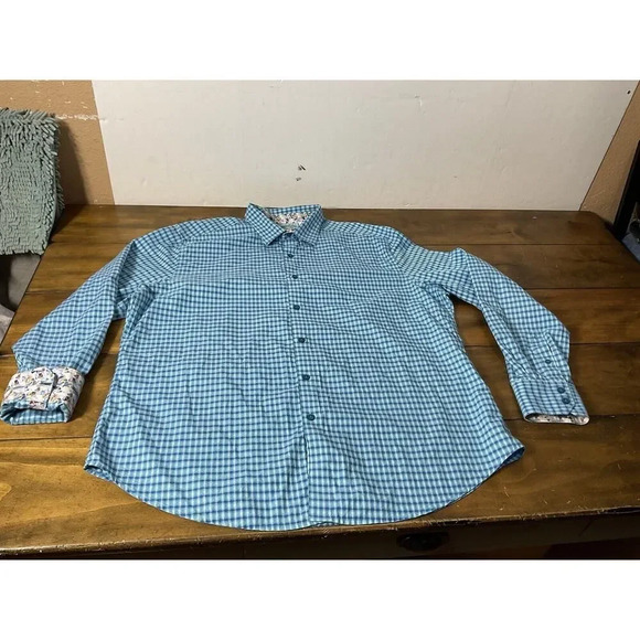 Robert Graham Shirt Mens 2XL Conlan Flip Cuff Long Sleeve Stripe Blue Geometric - Picture 1 of 16